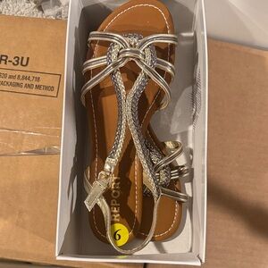 Report Metallic Gold Braided Strappy Sandal